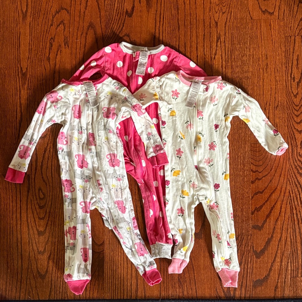 18M Pink and White Zippy Sleeper Lot of 3